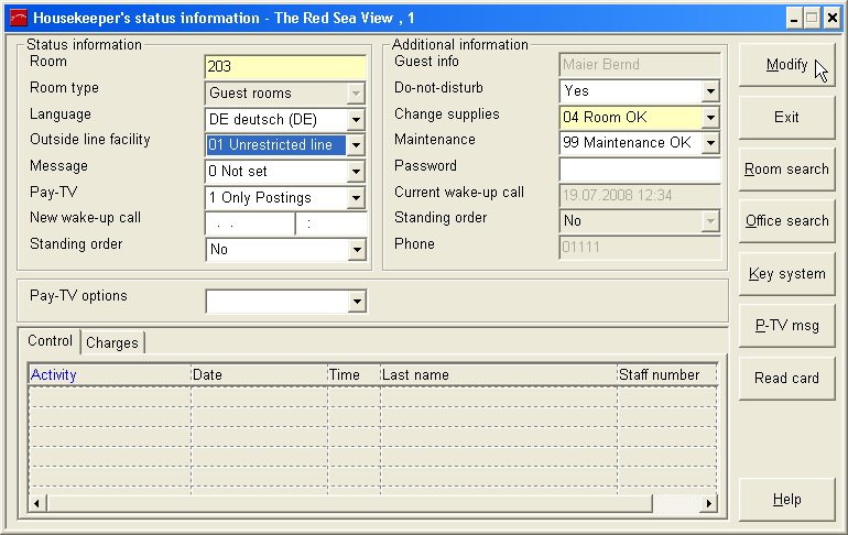 Housekeeper status info2