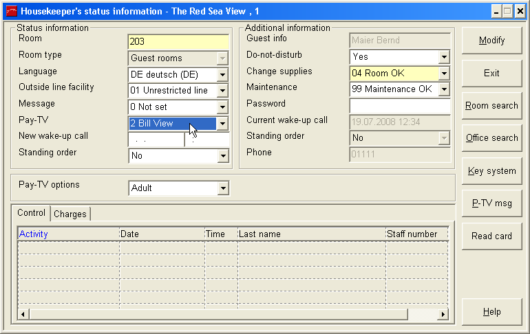 Housekeeper status info4